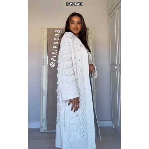 ZARA KNIT COAT / COATIGAN KNIT LONGLINE SWEATER COAT ECRU - Picture 6 of 13